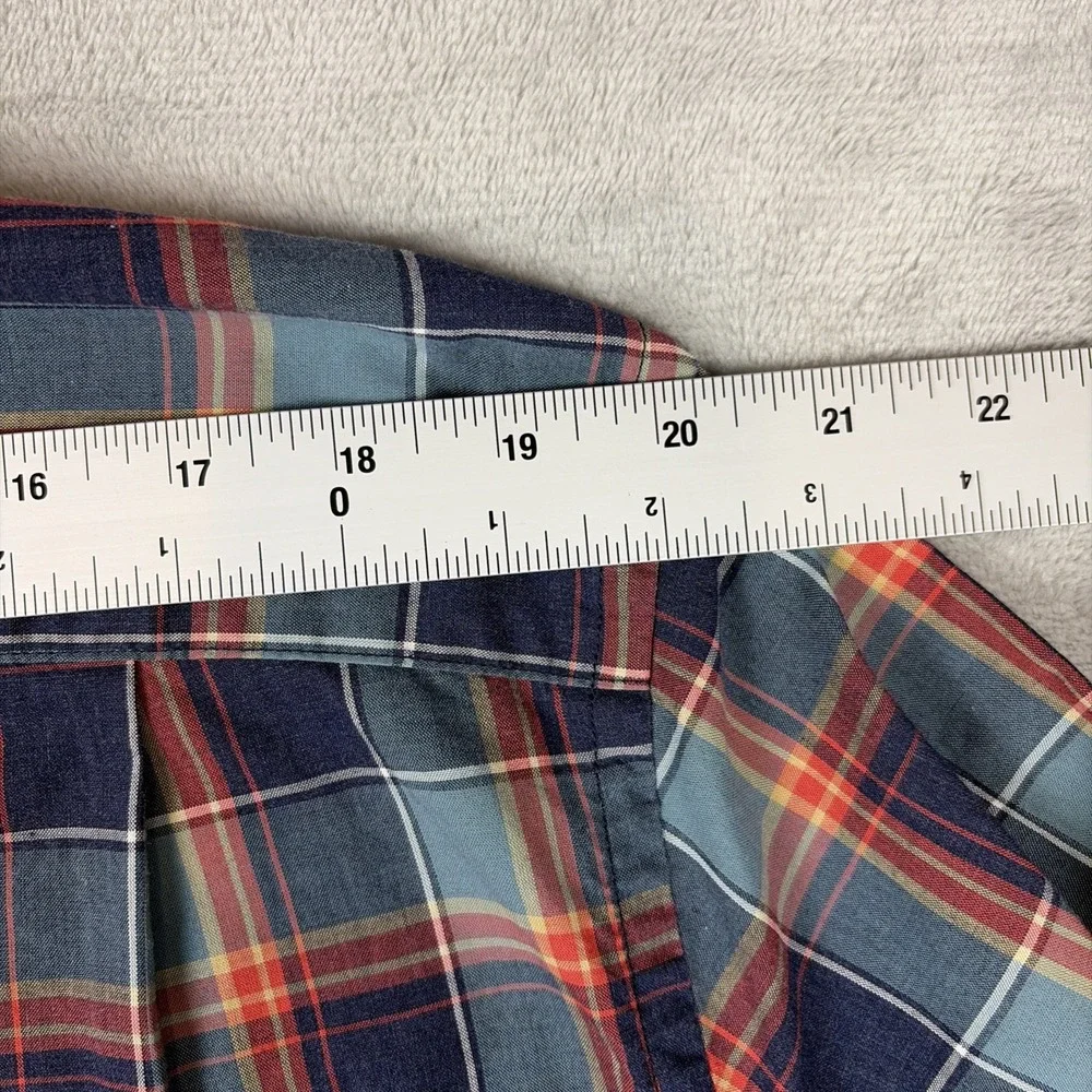 J.Crew Button Down Shirt Mens XL Blue Plaid Heathered Cotton Long Sleeve 47166